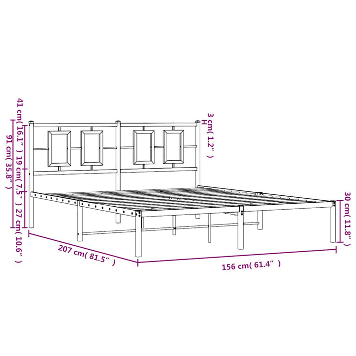 sengeramme med sengegavl 150x200 cm metal hvid