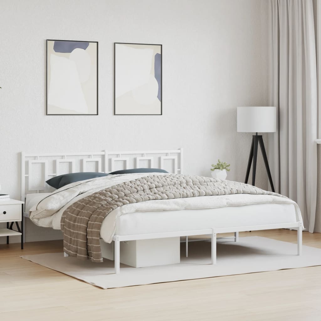 sengeramme med sengegavl 183x213 cm metal hvid