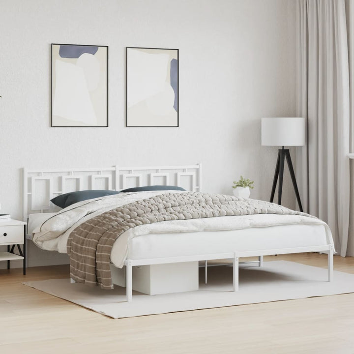 sengeramme med sengegavl 183x213 cm metal hvid