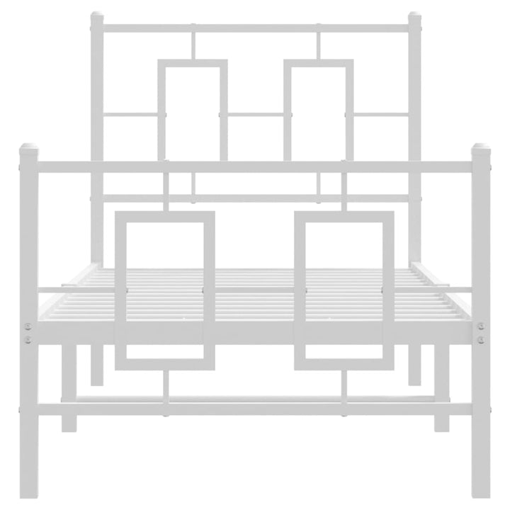 sengeramme med sengegavl og fodgærde 75x190 cm metal hvid