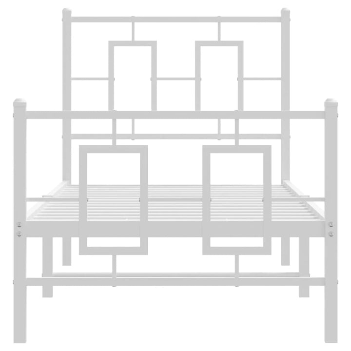 sengeramme med sengegavl og fodgærde 80x200 cm metal hvid