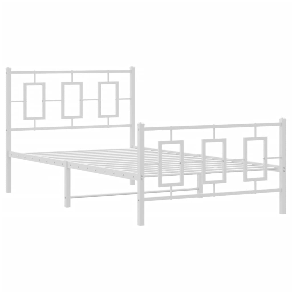 sengeramme med sengegavl og fodgærde 100x200 cm metal hvid