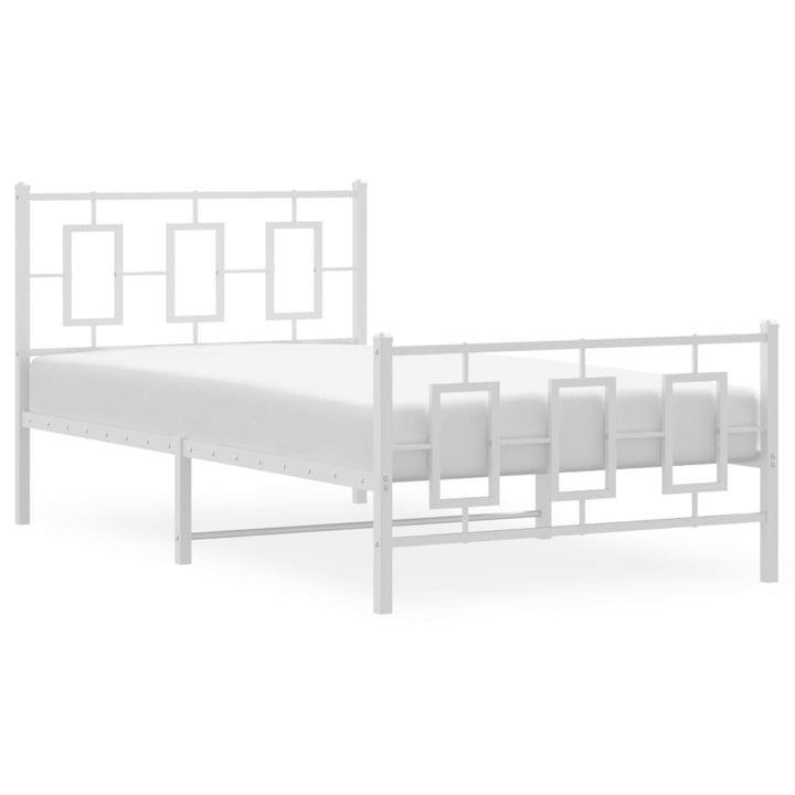 sengeramme med sengegavl og fodgærde 100x200 cm metal hvid