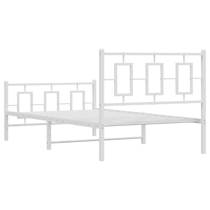 sengeramme med sengegavl og fodgærde 100x200 cm metal hvid