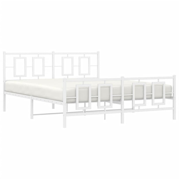 sengeramme med sengegavl og fodgærde 150x200 cm metal hvid