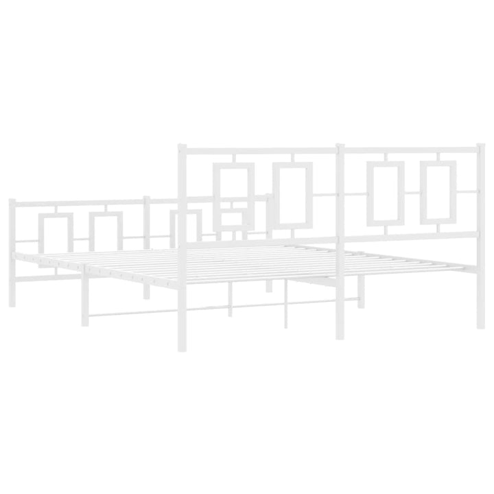 sengeramme med sengegavl og fodgærde 150x200 cm metal hvid