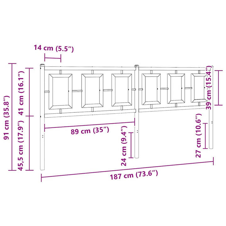udskiftningsgavl 180 cm metal hvid