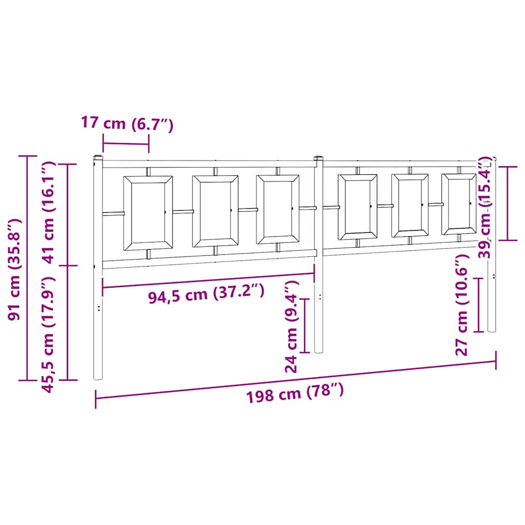 udskiftningsgavl 193 cm metal hvid