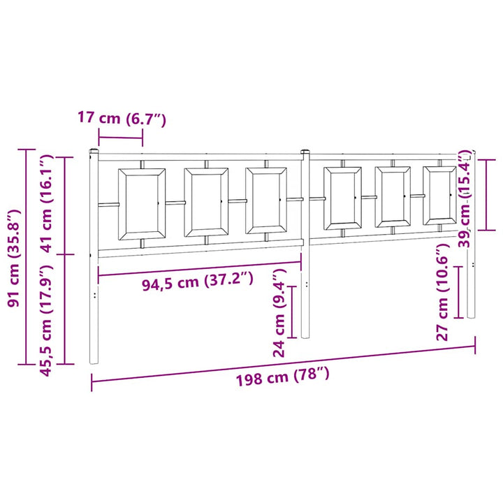 udskiftningsgavl 193 cm metal hvid