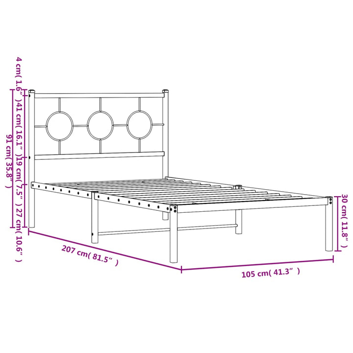 sengeramme med sengegavl 100x200 cm metal sort