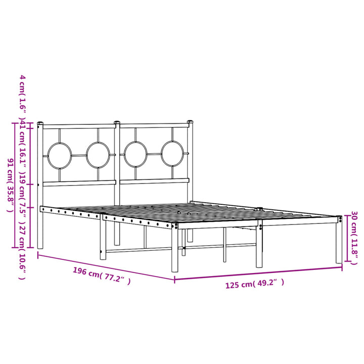 sengeramme med sengegavl 120x190 cm metal sort