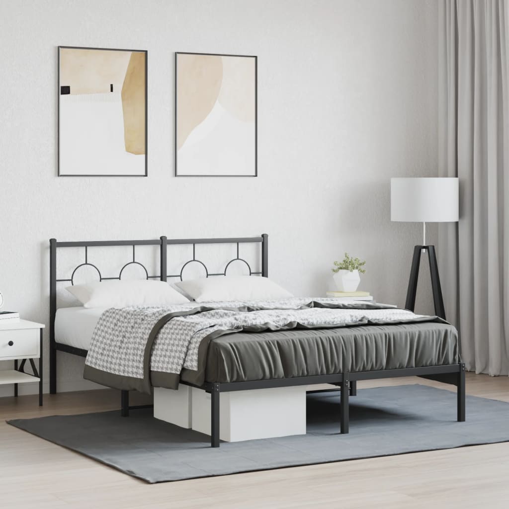 sengeramme med sengegavl 135x190 cm metal sort