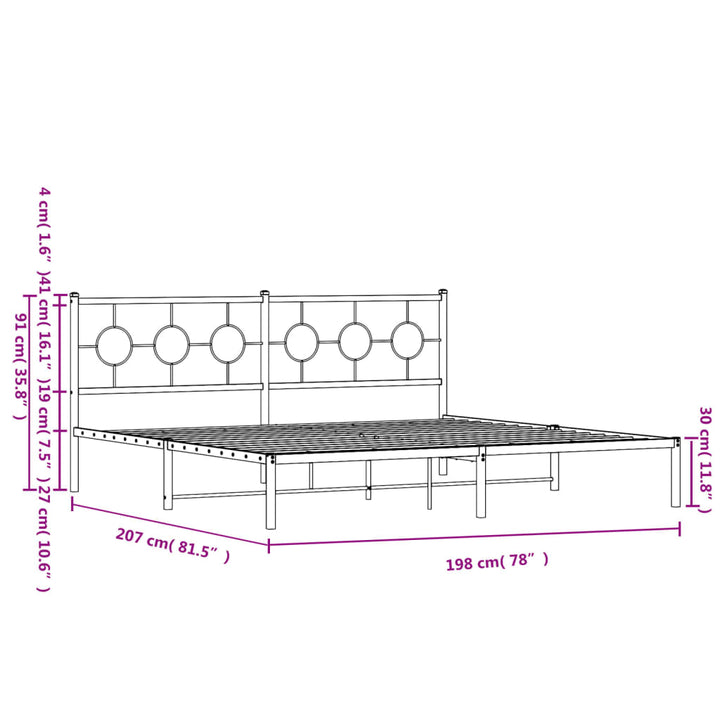 sengeramme med sengegavl 193x203 cm metal sort