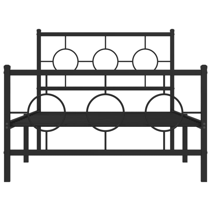 sengeramme med sengegavl og fodgærde 100x190 cm metal sort