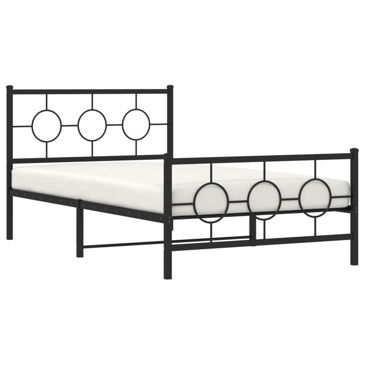 sengeramme med sengegavl og fodgærde 107x203 cm metal sort