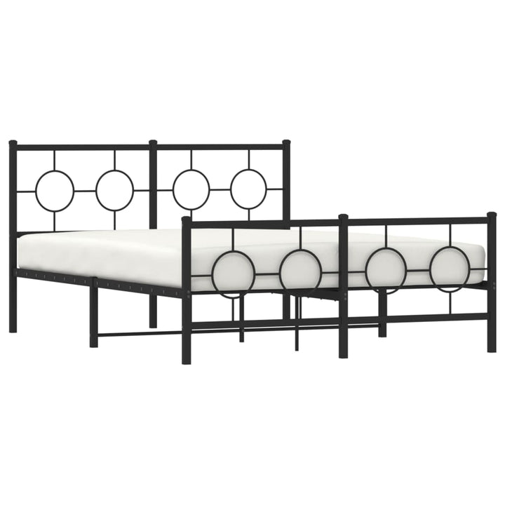 sengeramme med sengegavl og fodgærde 135x190 cm metal sort