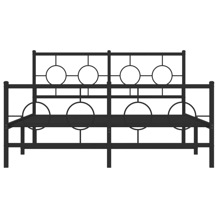 sengeramme med sengegavl og fodgærde 135x190 cm metal sort