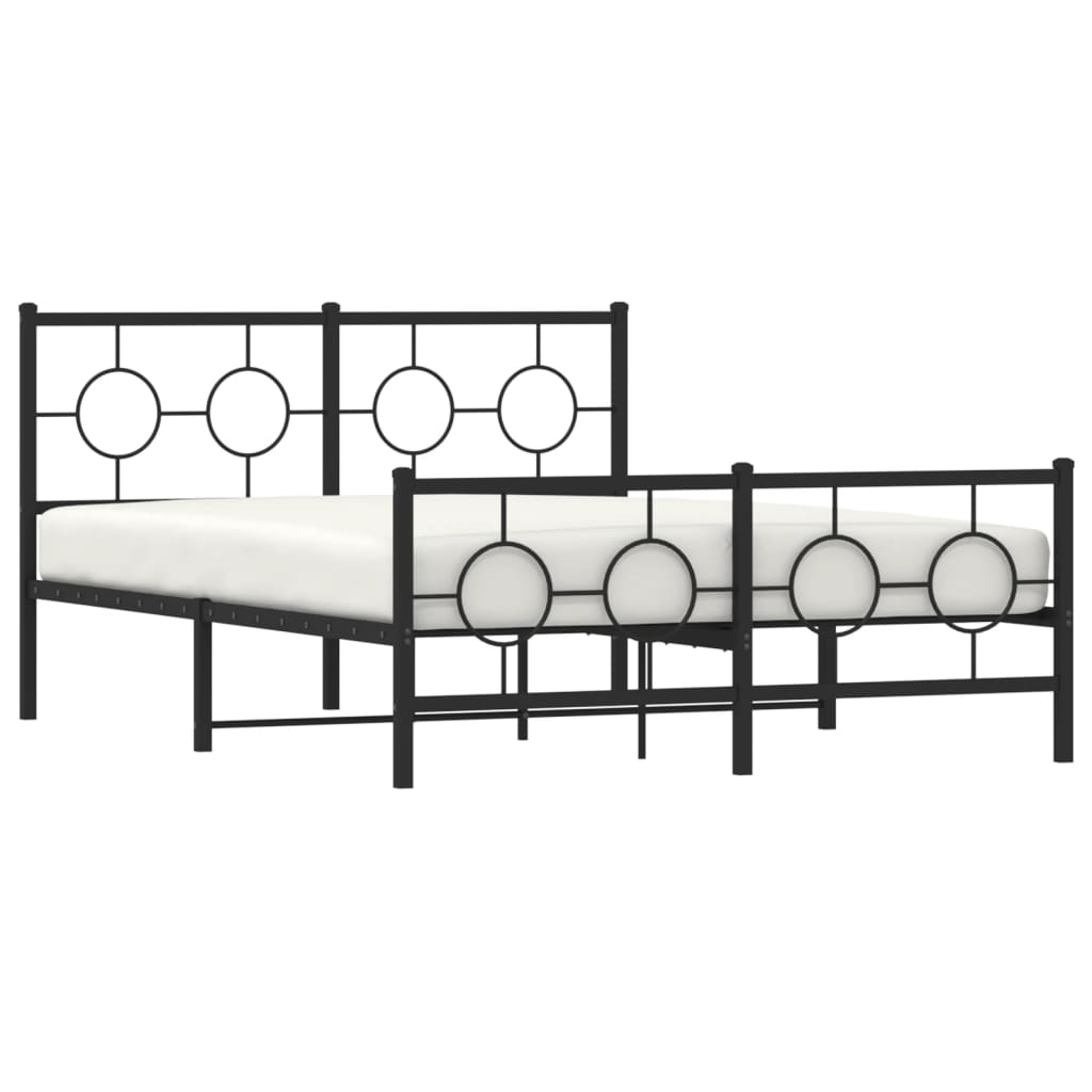 sengeramme med sengegavl og fodgærde 140x190 cm metal sort