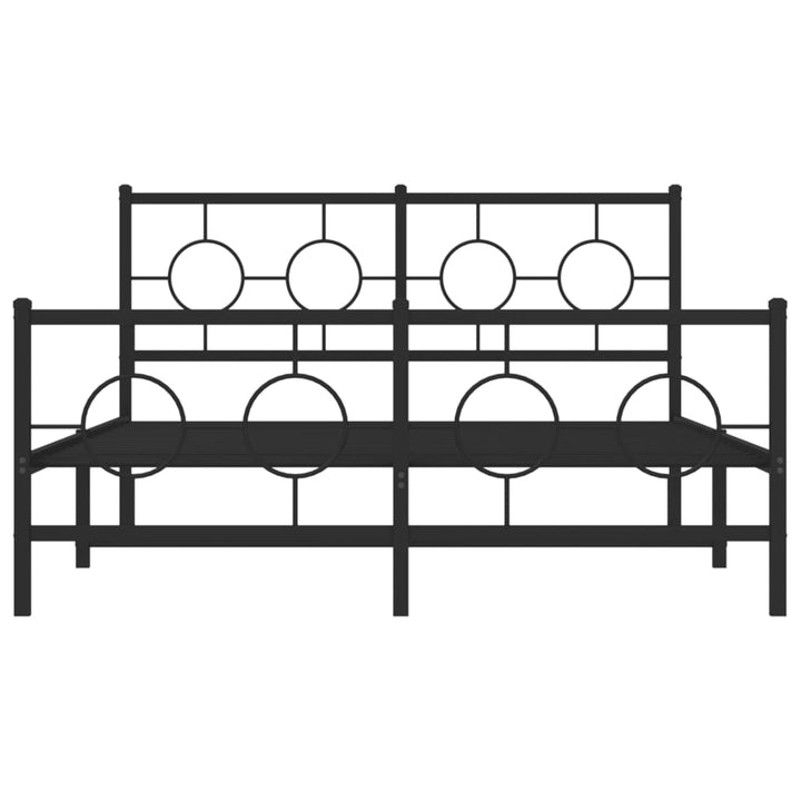 sengeramme med sengegavl og fodgærde 140x190 cm metal sort
