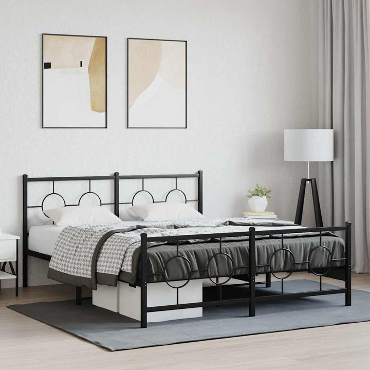 sengeramme med sengegavl og fodgærde 150x200 cm metal sort
