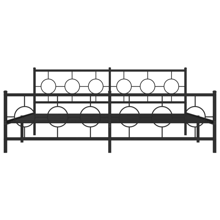 sengeramme med sengegavl og fodgærde 200x200 cm metal sort