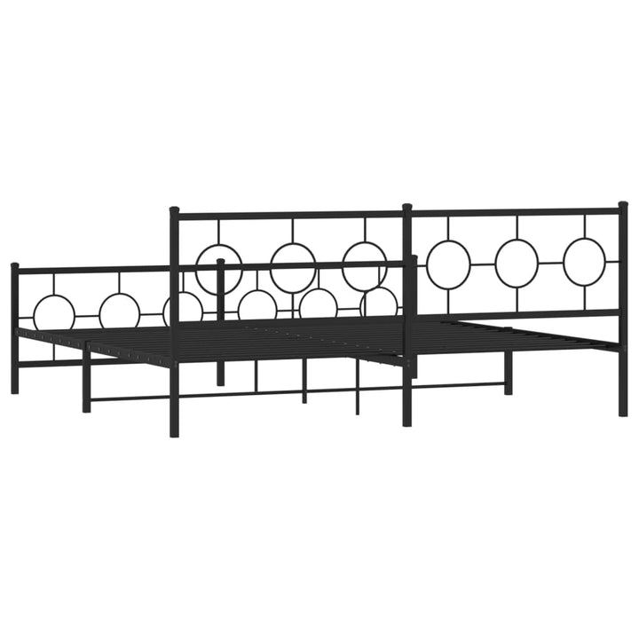 sengeramme med sengegavl og fodgærde 200x200 cm metal sort