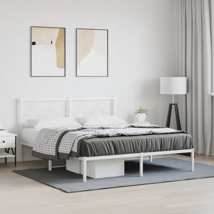 sengeramme med sengegavl 150x200 cm metal hvid