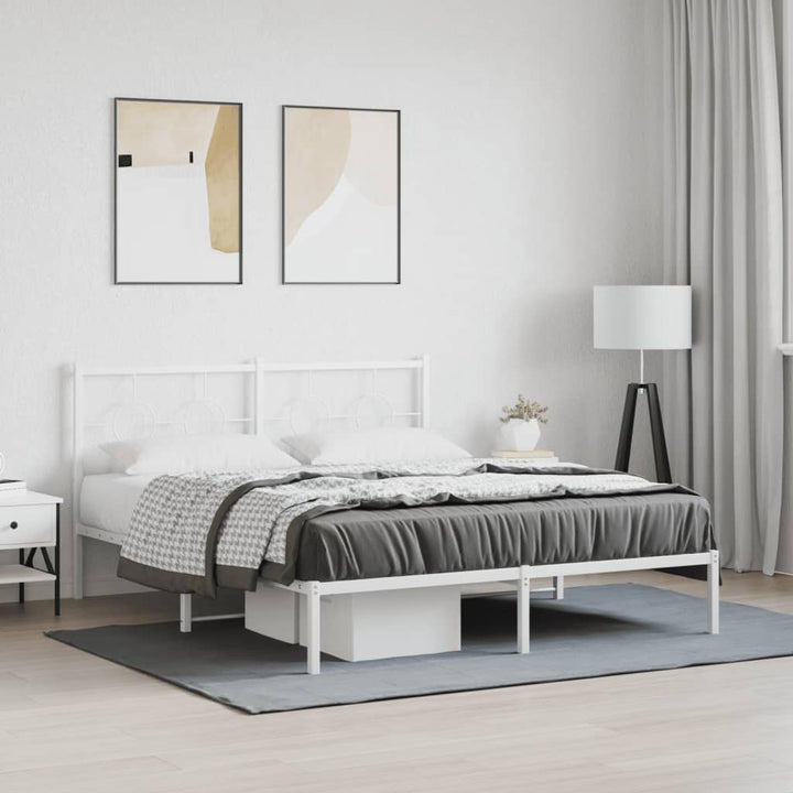 sengeramme med sengegavl 160x200 cm metal hvid