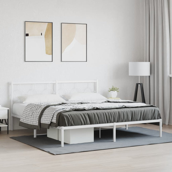 sengeramme med sengegavl 183x213 cm metal hvid