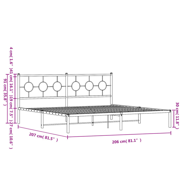 sengeramme med sengegavl 200x200 cm metal hvid