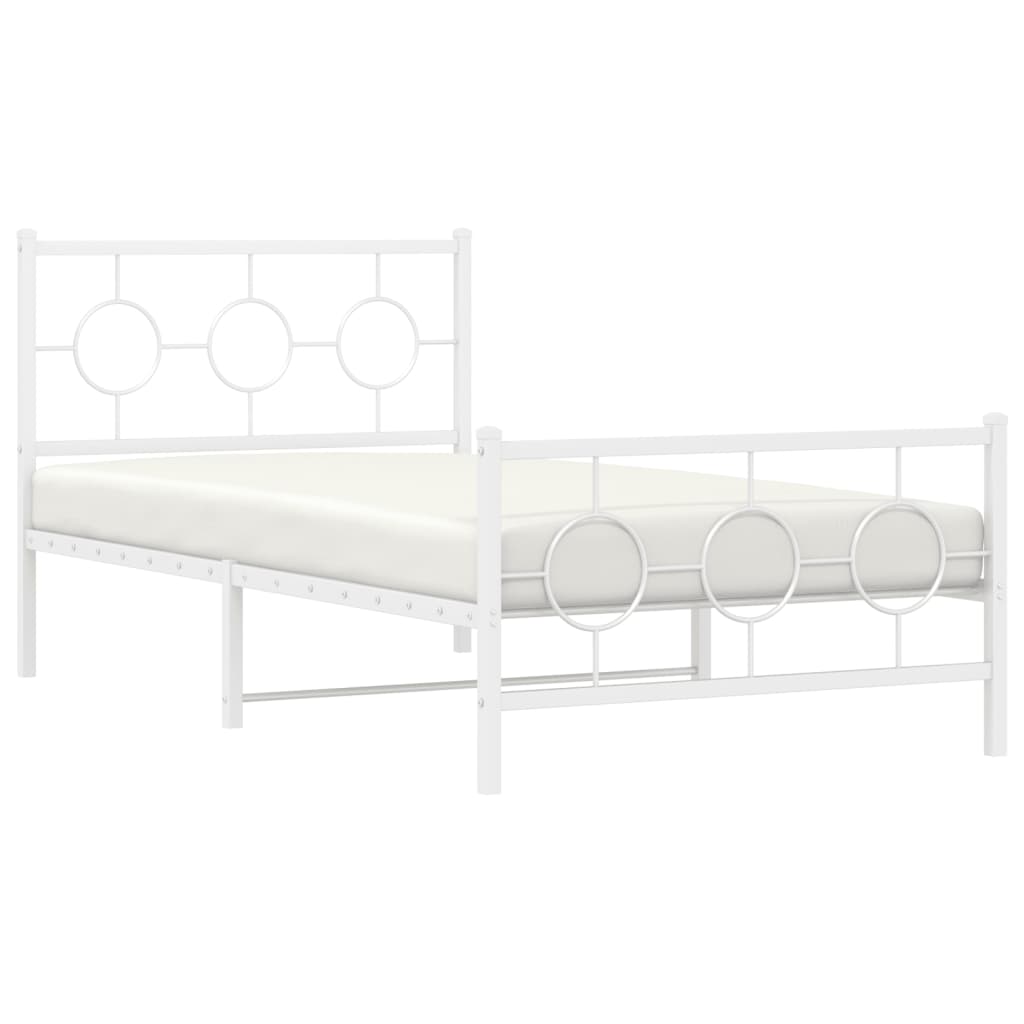 sengeramme med sengegavl og fodgærde 100x200 cm metal hvid
