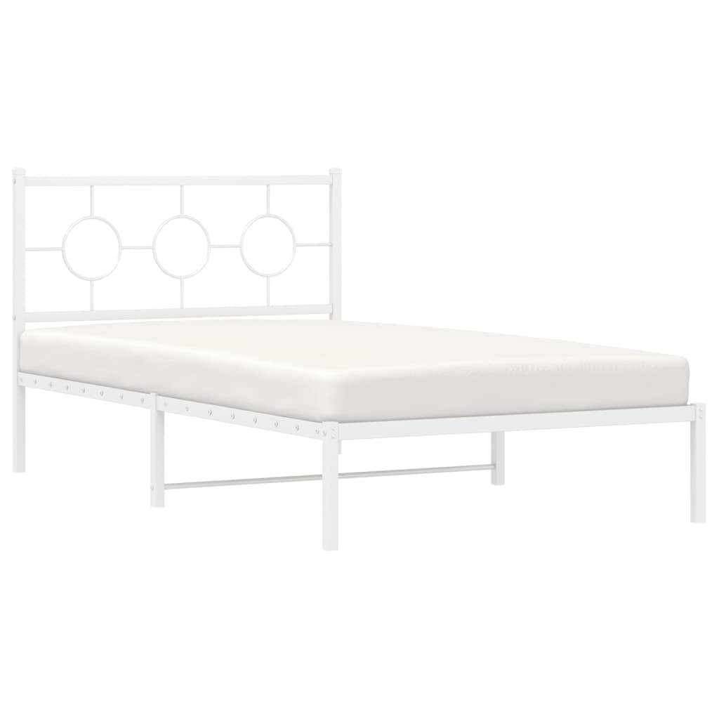 sengeramme med sengegavl og fodgærde 107x203 cm metal hvid