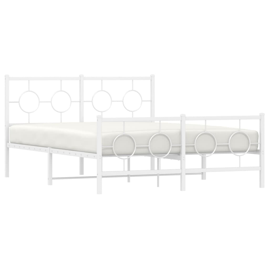 sengeramme med sengegavl og fodgærde 135x190 cm metal hvid