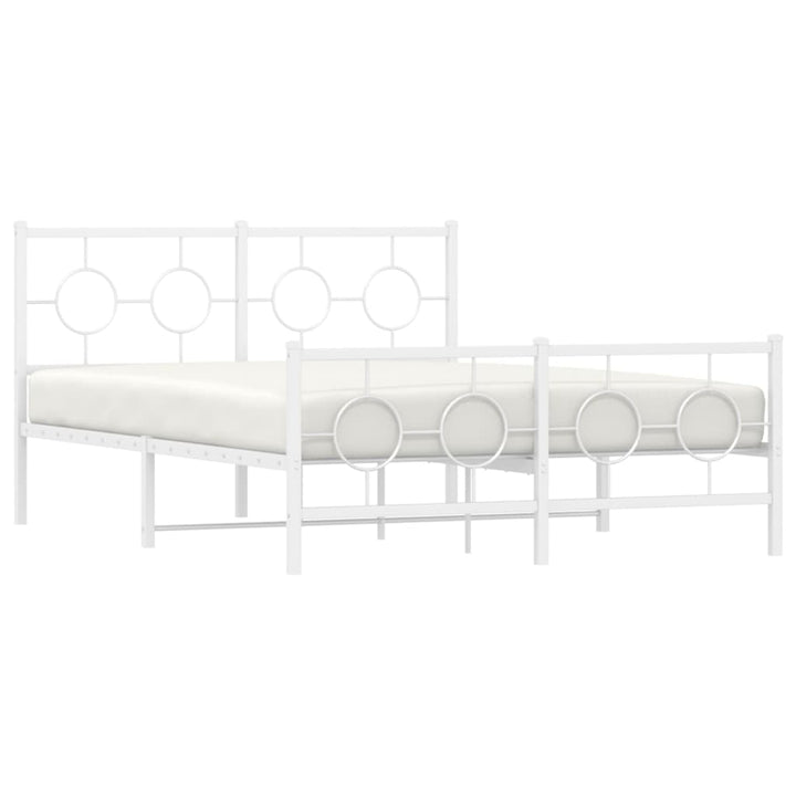 sengeramme med sengegavl og fodgærde 135x190 cm metal hvid