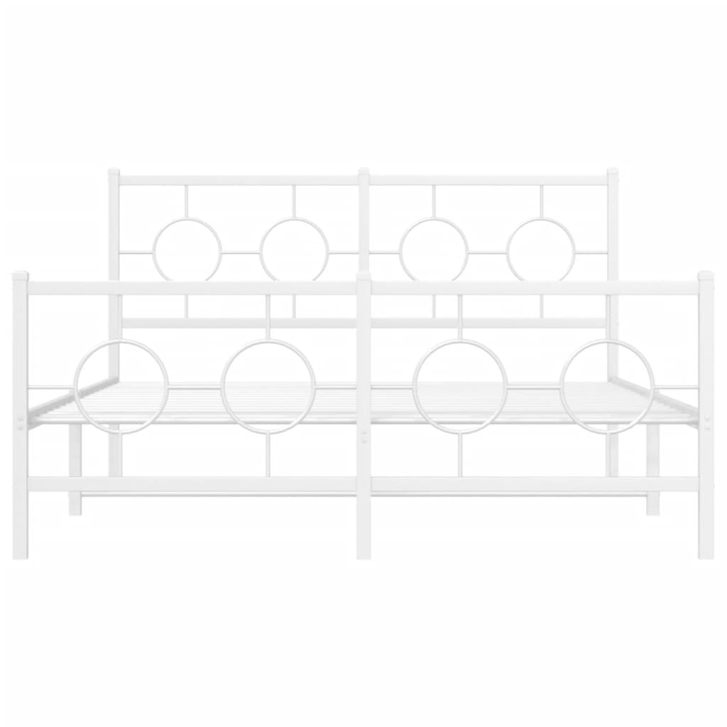 sengeramme med sengegavl og fodgærde 140x190 cm metal hvid