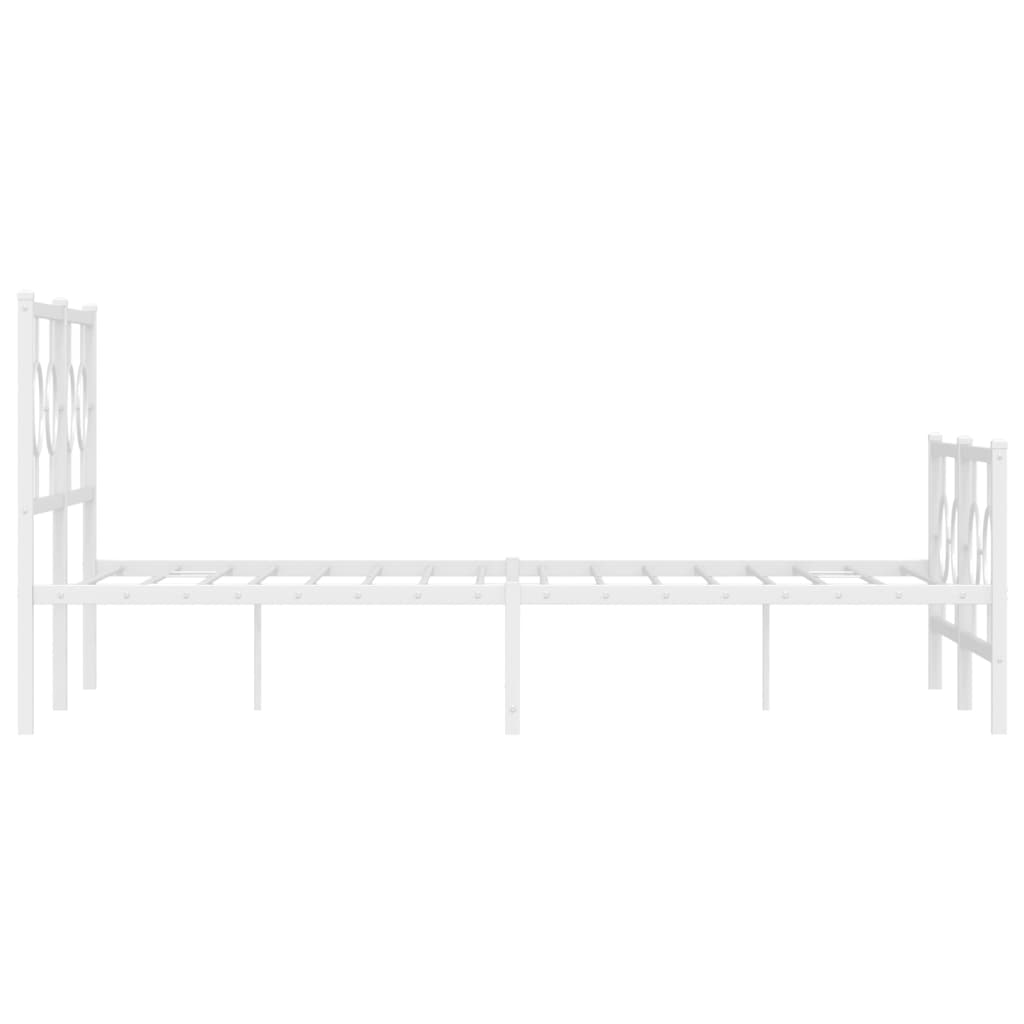 sengeramme med sengegavl og fodgærde 140x190 cm metal hvid