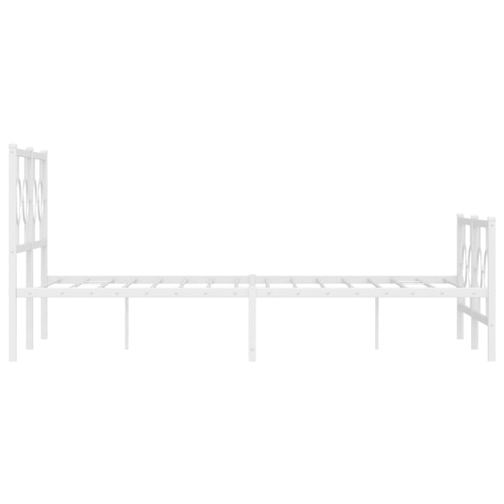 sengeramme med sengegavl og fodgærde 140x190 cm metal hvid