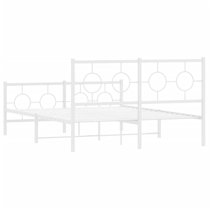 sengeramme med sengegavl og fodgærde 140x190 cm metal hvid
