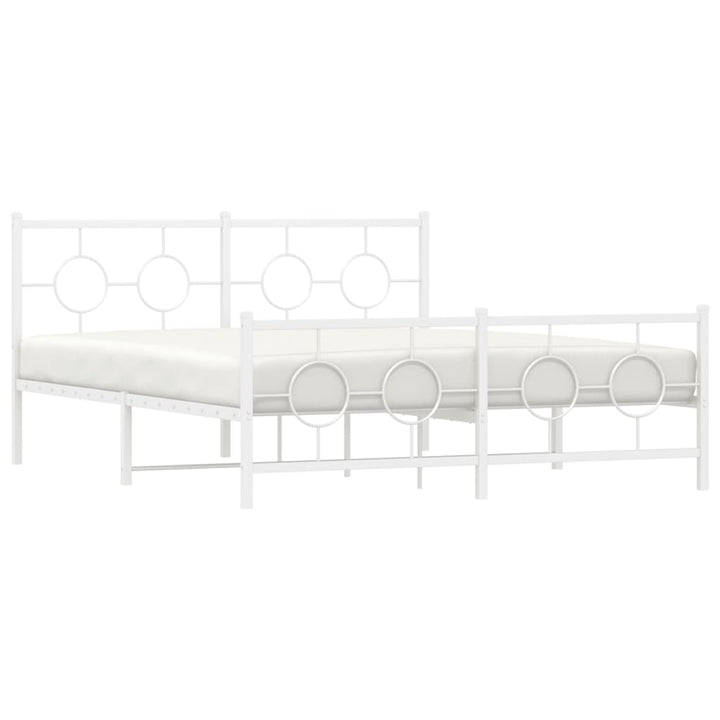 sengeramme med sengegavl og fodgærde 150x200 cm metal hvid