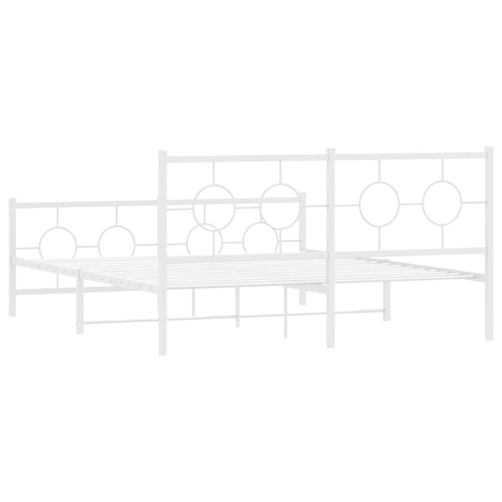 sengeramme med sengegavl og fodgærde 150x200 cm metal hvid