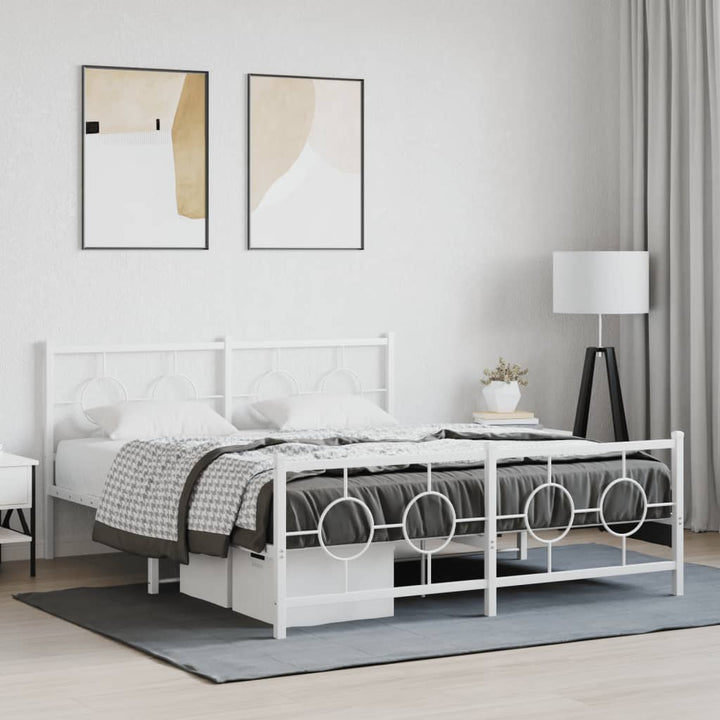 sengeramme med sengegavl og fodgærde 150x200 cm metal hvid
