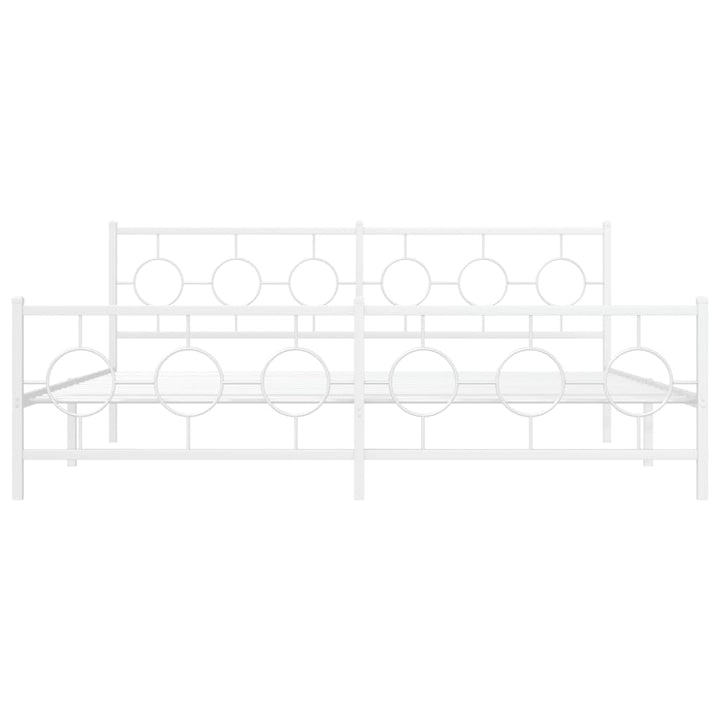 sengeramme med sengegavl og fodgærde 193x203 cm metal hvid