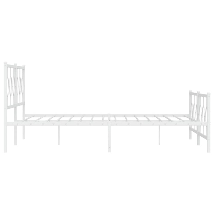 sengeramme med sengegavl og fodgærde 193x203 cm metal hvid