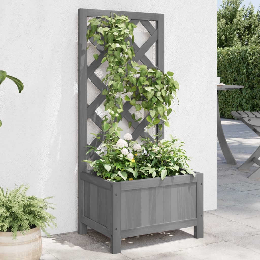 plantekasse med espalier massivt grantræ grå
