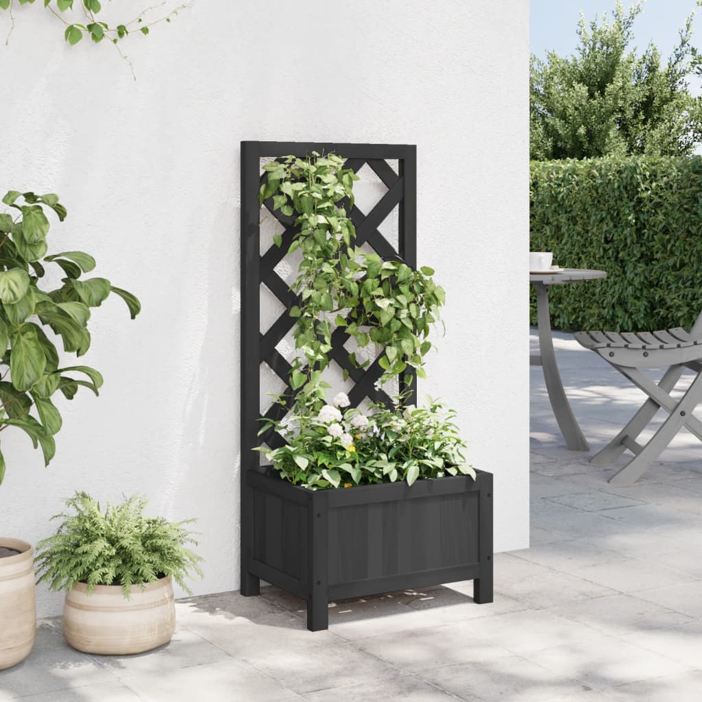 plantekasse med espalier massivt grantræ sort