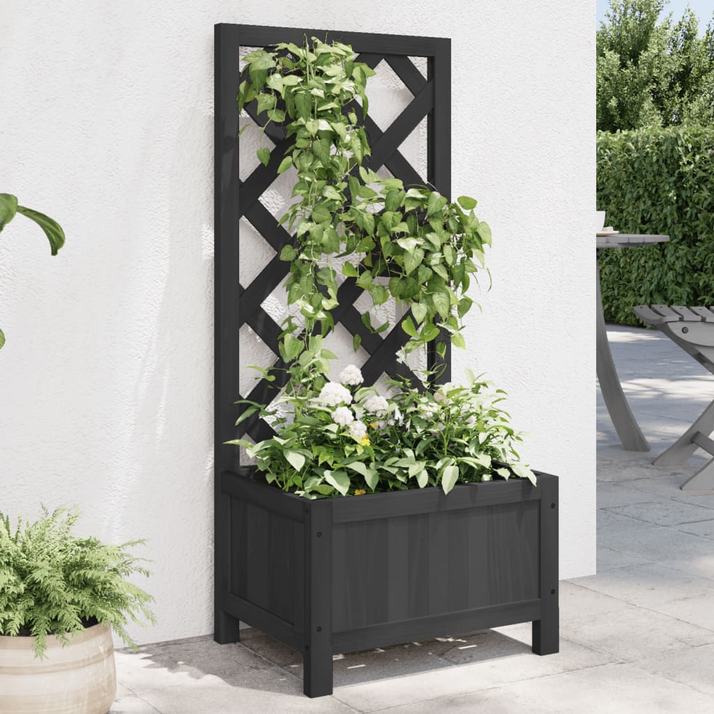 plantekasse med espalier massivt grantræ sort
