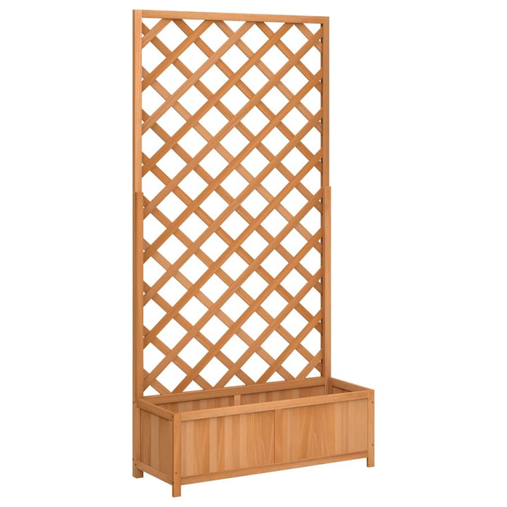 plantekasse med espalier brun 90x35x180 cm massivt grantræ