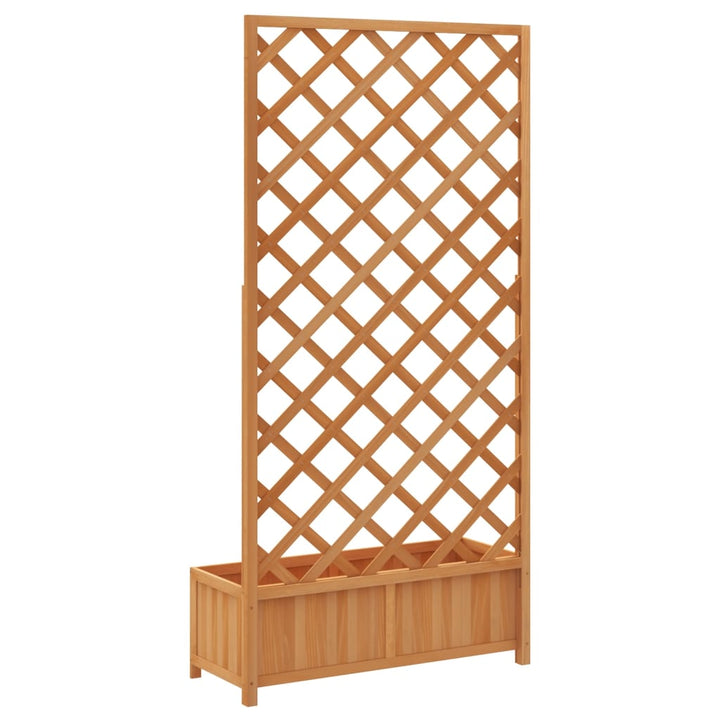 plantekasse med espalier brun 90x35x180 cm massivt grantræ