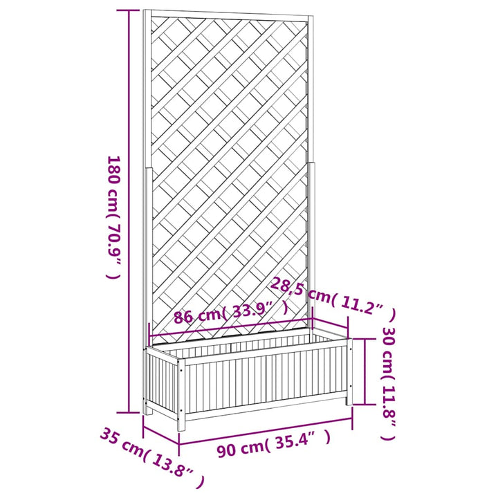 plantekasse med espalier massivt grantræ grå
