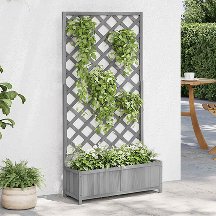 plantekasse med espalier massivt grantræ grå